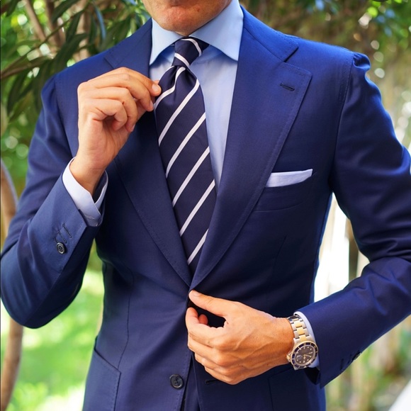 New! Navy, White & Green Stripe Necktie from Chaps - Picture 7 of 8